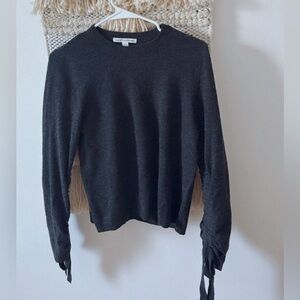 Autumn Cashmere 100% Cashmere Crewneck Long Sleeve Sweater Ruched Sleeves XS